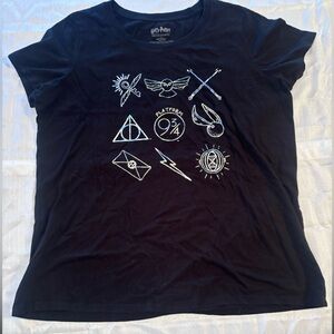 Harry Potter Black womens T-Shirt with White Symbols